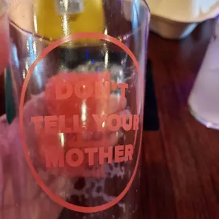 a pint glass on a table