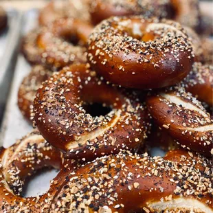 Everything Pretzel Bagel - one of our many types of pretzels.