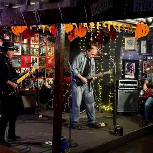 a band playing in a music studio