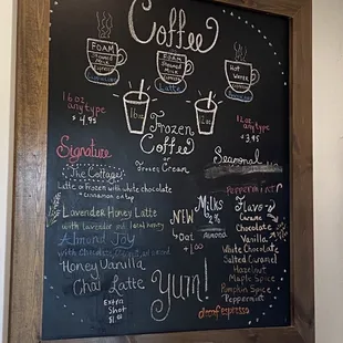 Coffee Menu