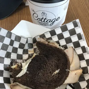 Turkey Reuben and lavender chai.