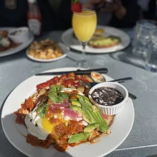 Chilaquiles sunny side up eggs