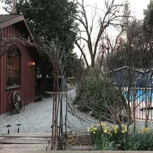 Walkway between cottages