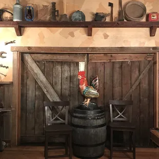 Back door of barn opens to the creek