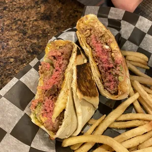 undercooked and unappetizing burger.
