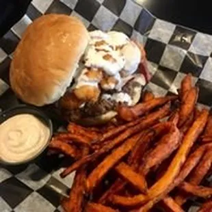 The Guggisburger. Our Cheeseburger topped with bacon &amp; cheese curds