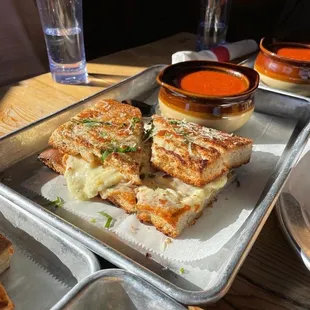 Grilled cheese and tomato bisque soup