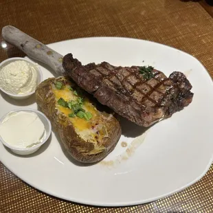 14oz ribeye steak &amp; loaded baked potato