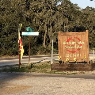a street sign and a road