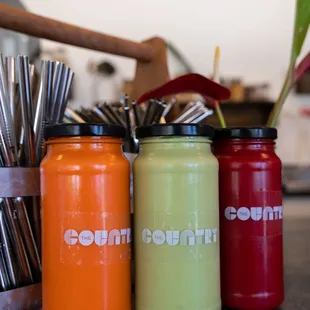 Cold-pressed, fresh, organic juices. Flavors change seasonally.