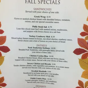 NEW FALL SPECIALS!