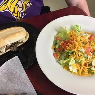 Philly Cheese Steak on a Hoagie and a House Salad