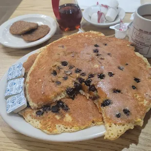 Blueberry pancakes and sausage