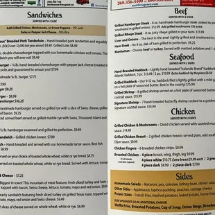 a close up of a menu