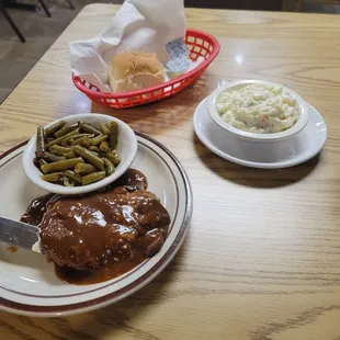 Wednesday special.  Swiss steak with 2 sides.