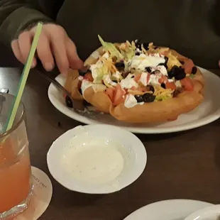 Taco salad and tequila sunrise. YUM