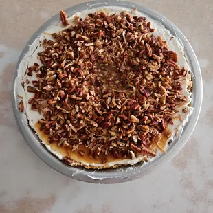 a pie with pecans