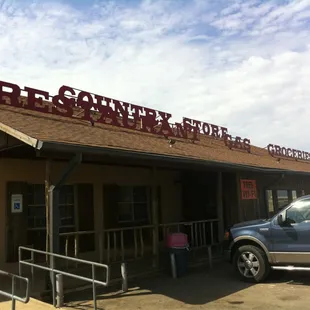 a truck parked in front of it