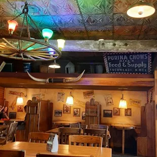 a colorful ceiling in a restaurant