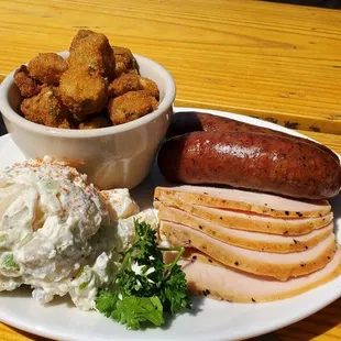 Sausage Appetizer, Fried Pickles,  Turkey Platter