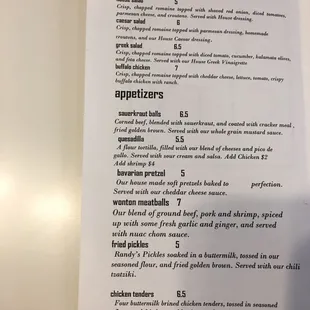 Menu continued
