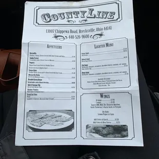 a menu for a restaurant