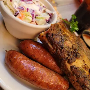 2 meat Ribs &amp; sausage lite plate.