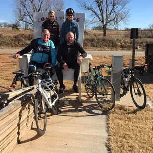 a group of bikers posing for a picture