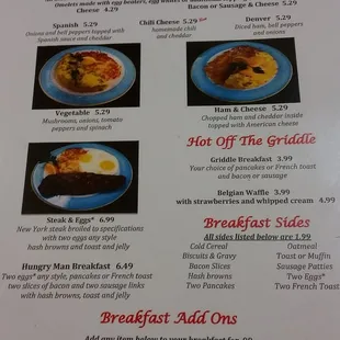 Breakfast menu