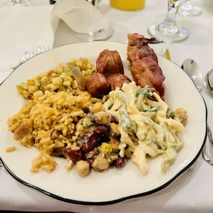 Jambalaya, Louisiana Crawfish Pasta, Macque Choux, Three Bean Salad, Bacon