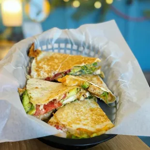 Chicken avocado quesadillas
