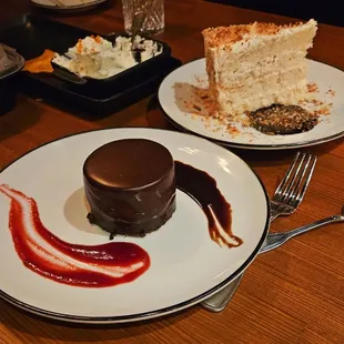 Raspberry mousse cake and coconut cake. Absolutely delish!