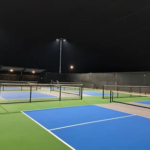9 lighted pickleball courts: 3 for novice, 3 for intermediate, and 3 for advanced