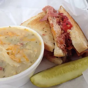 Today's special: hot brown sandwich and potato soup. Under $10.