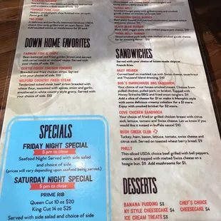 menu