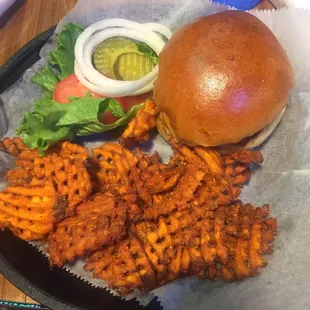 Cove burger was perfectly medium and had a great bun.