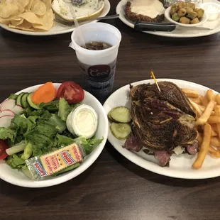 Montreal Smoked Brisket Rueben Sandwich &amp; House Salad Chicken Fried Steak Loaded Baked Potato Fried Okra Artichoke Dip