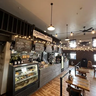 the interior of a coffee shop