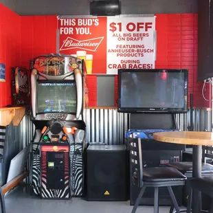 a game room with arcade machines