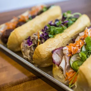 traditional bahn mi and pulled pork bahn mi