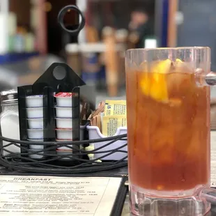 a drink and menu