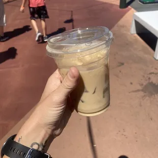 Half caff oat milk latte over ice. I was impressed!