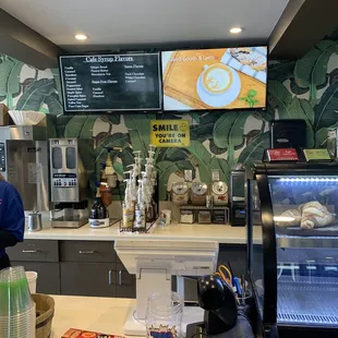 Nice Cafe inside with really good and friendly customer service.  Nice variety of coffees too.