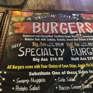 The names for the sizes of their burgers