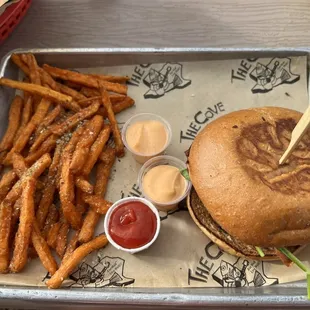 Gooda Burger w Sweet Potato Fries