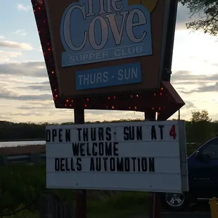 The sign at The Cove Supper Club.