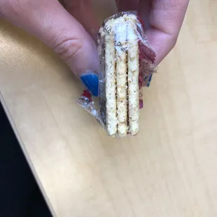 Three crackers in the packet