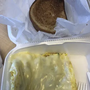 Veggie omelette with American cheese and rye toast