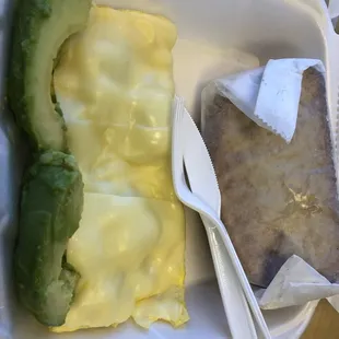 Omelette with turkey sausage and avocado