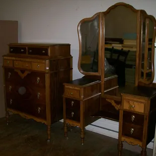 Vintage bedroom set after refinishing.